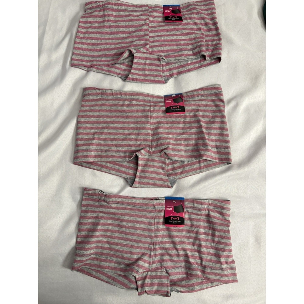 NEW Maidenform Cotton Boyshort Underwear 3 Pair Women's Size Xlarge 9 DM0002